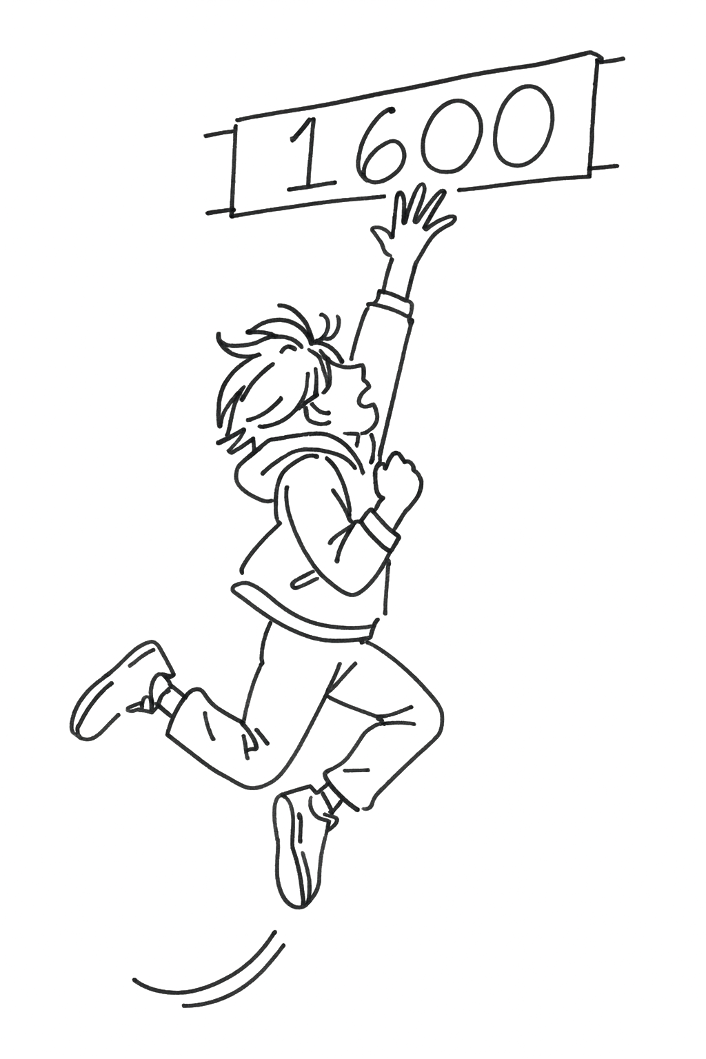 A person reaching for 1600 sat score